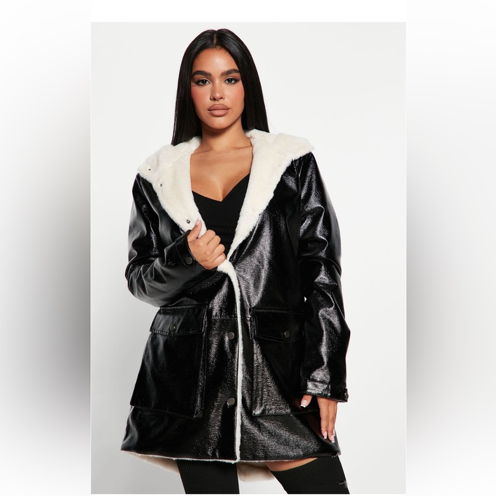 Fashion Nova Patent Leather Jacket - Black